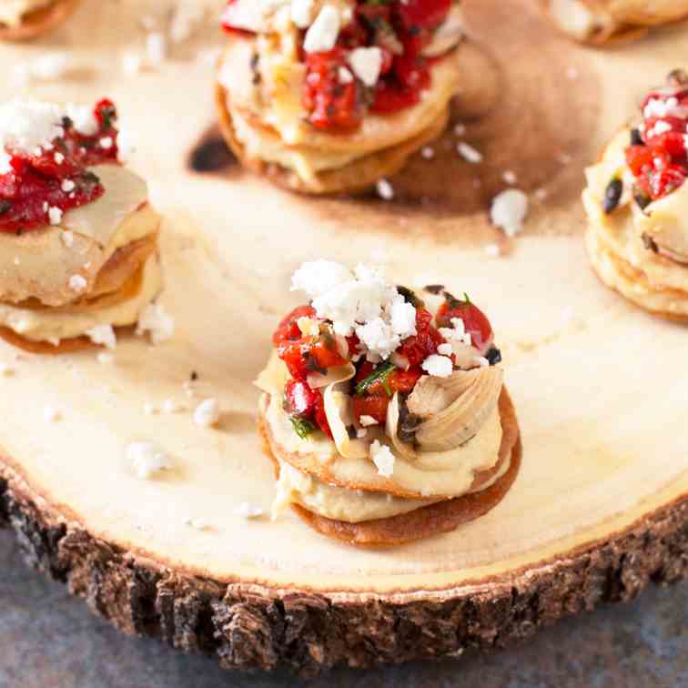 Greek Hummus Mini Tostada Stacks