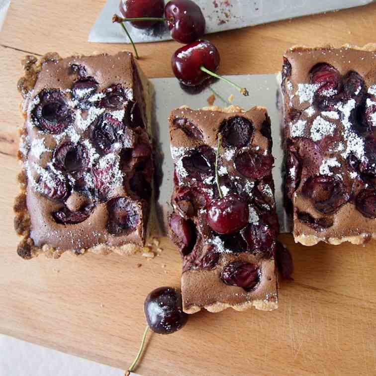 Chocolate and cherry tart