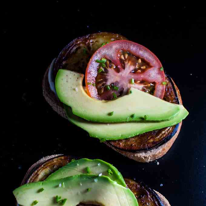 Fried Eggplant Avocado Toast