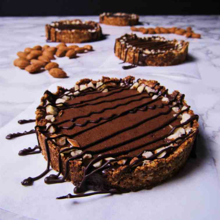 Dark Chocolate Tarts with Almond Crust