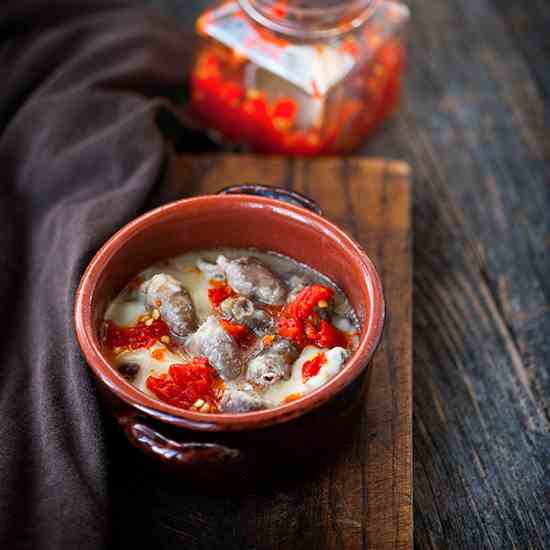 Chicken hearts and gizzards stew