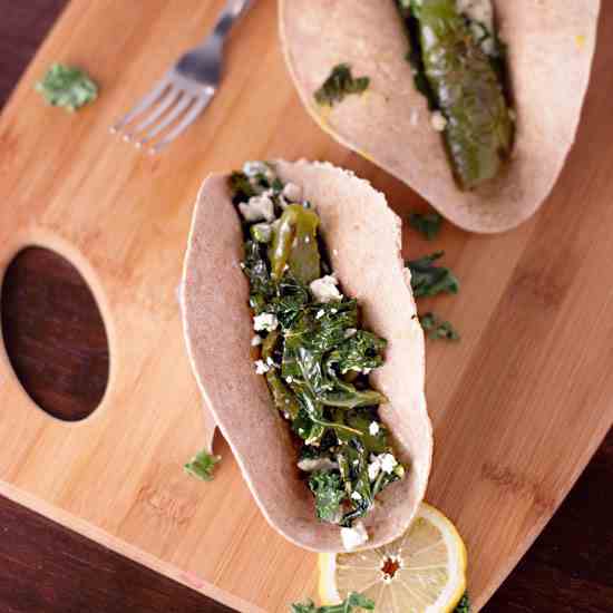 Pepper, Kale - Egg Roast Breakfast Tacos