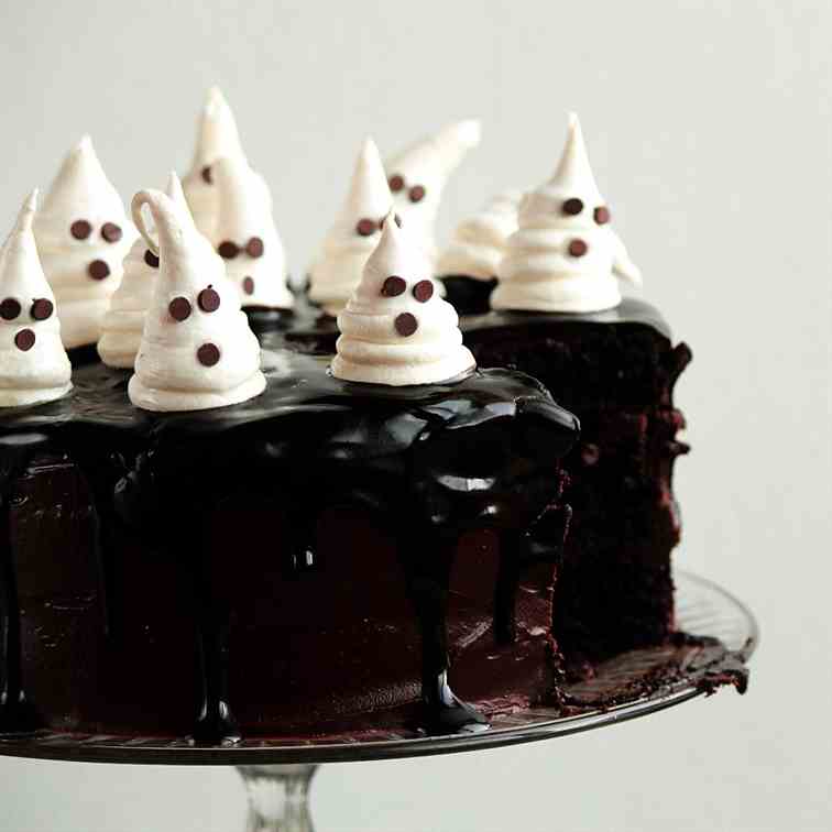 Chocolate Fudge Cake with Ghosts