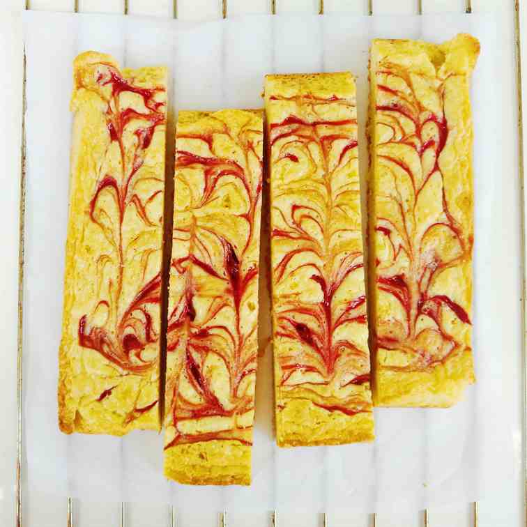 Strawberry and white chocolate blondies