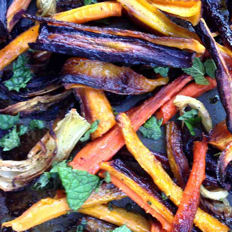 Berbere Roasted Carrots, Fennel - Mint