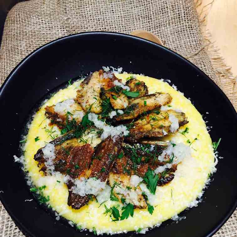 Simple Sardine and Polenta with Parmesan 