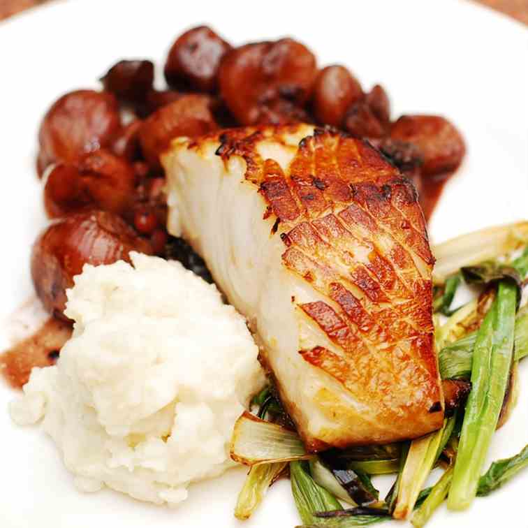 Black cod with shallot sauce