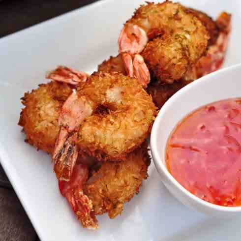Coconut shrimp with chili and lime