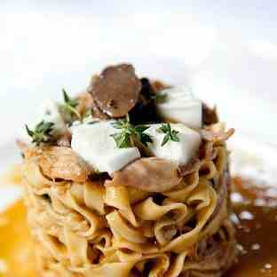 Homemade Fettuccine in a white veal sauce