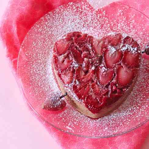 Strawberry Heart Upside Down Cake