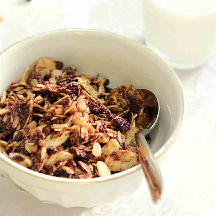 Chocolate Granola with Coconut and Almonds