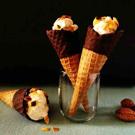 Cannoli Cones with Figs, Honey and Almonds