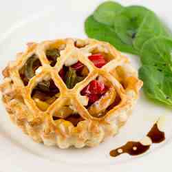 Pepper, Tomato and Feta Lattice Tarts