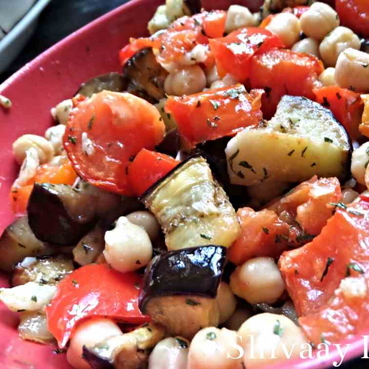 A vegan roasted super salad