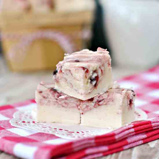 White Chocolate Raspberry Fudge