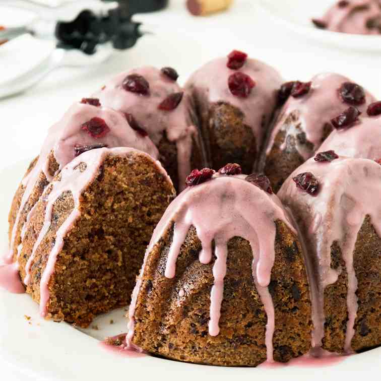 Glazed Cranberry Chocolate Red Wine Cake