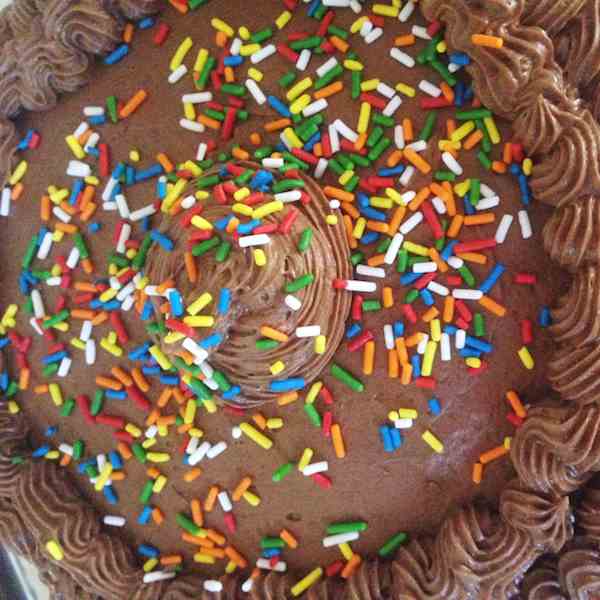 Yellow Cake with Triple Chocolate Frosting