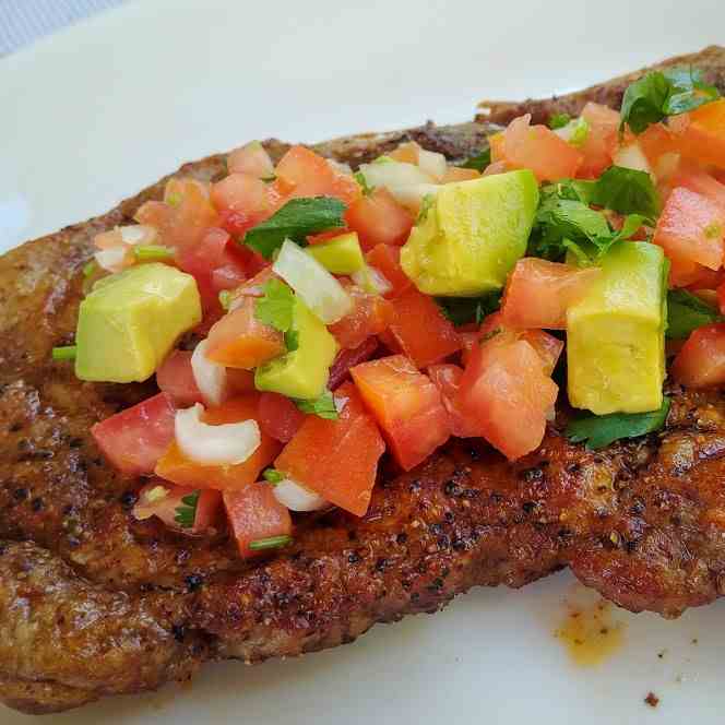 Seasoned Pork Chops with Avocado Salsa