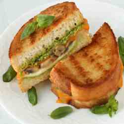 Broccoli Pesto Mushroom Grilled Cheese