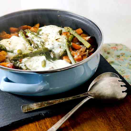 Baked Sweet Potato with Asparagus