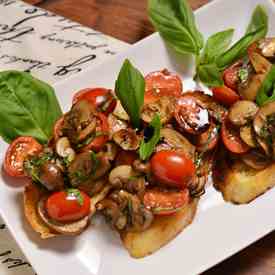 Mushroom and Fresh Tomato Bruschetta