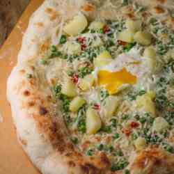 Pizza w Peas, Potato, & Spring Onion