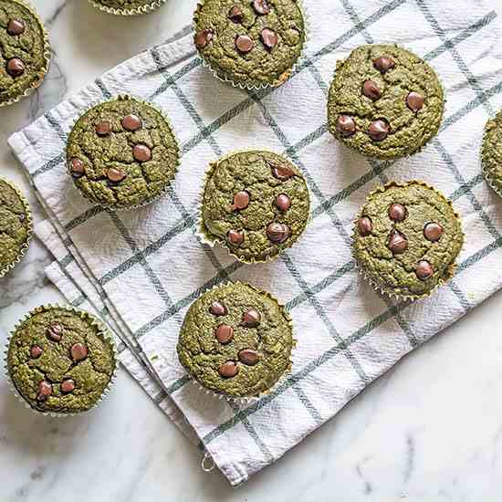 Green Smoothie Chocolate Chip Muffins