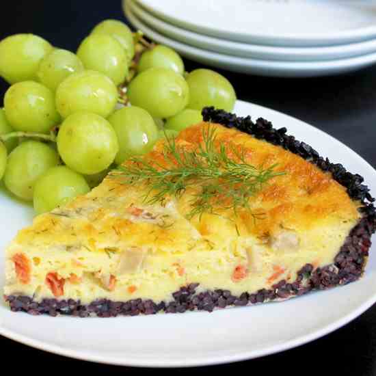 mushroom smoked salmon quiche