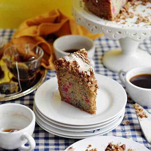 Banana Pecan Raspberry Crumb Cake