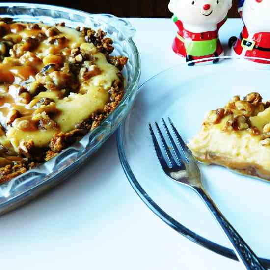 Caramel Bottom Eggnog Cheesecake