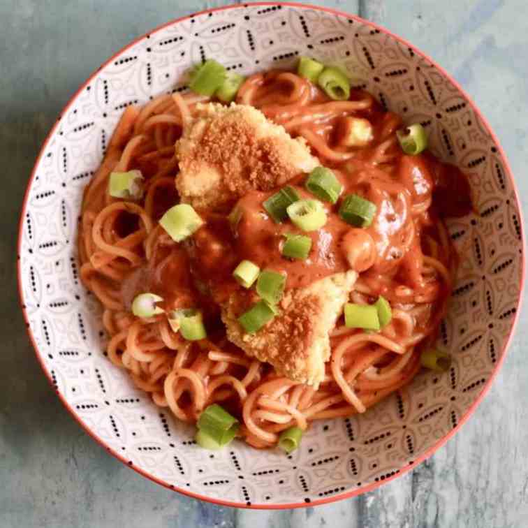 Crumbed Chicken Spaghetti