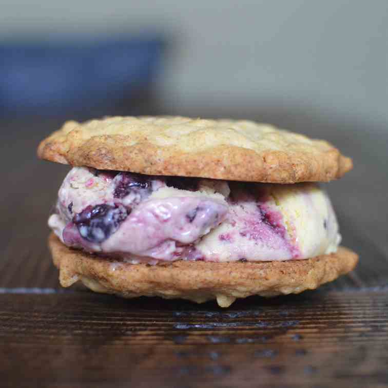 Blackcurrant Oatmeal Ice Cream Sandwiches