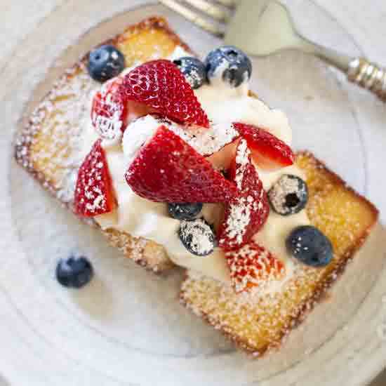 Red, White, and Blue Skillet Pound Cake 