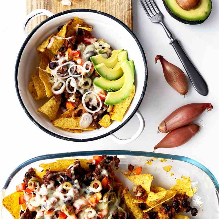 Nachos with Cheese and Leftover Bolognese