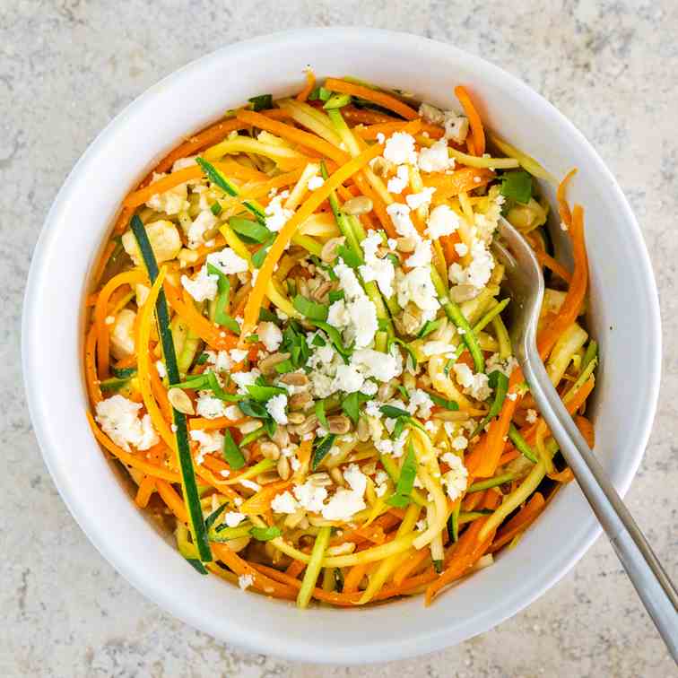 Spiralized Zucchini Salad with Feta 