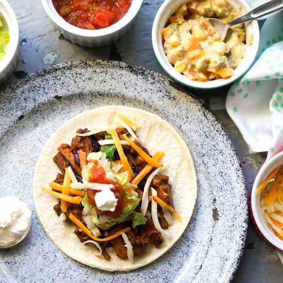 Seitan and Red Cabbage Tacos with Corn Avo