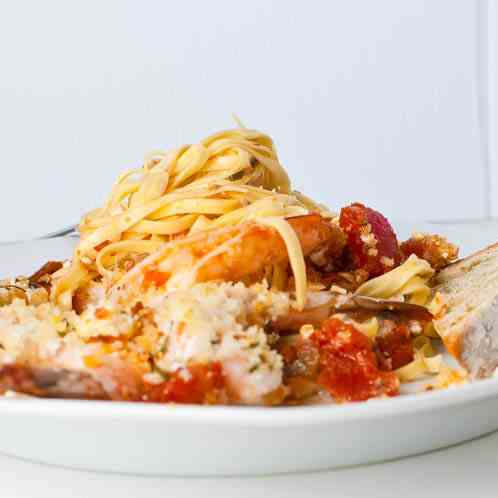 Roasted Shrimp, Tomato, & Feta Pasta