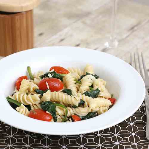 Fusilli with Spinach and Asiago Cheese