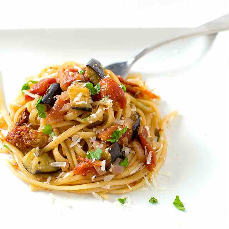 Roasted Eggplant - Sun-Dried Tomato Pasta