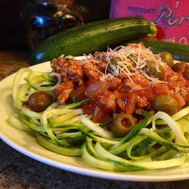 Zucchini Spaghetti with Meat Sauce