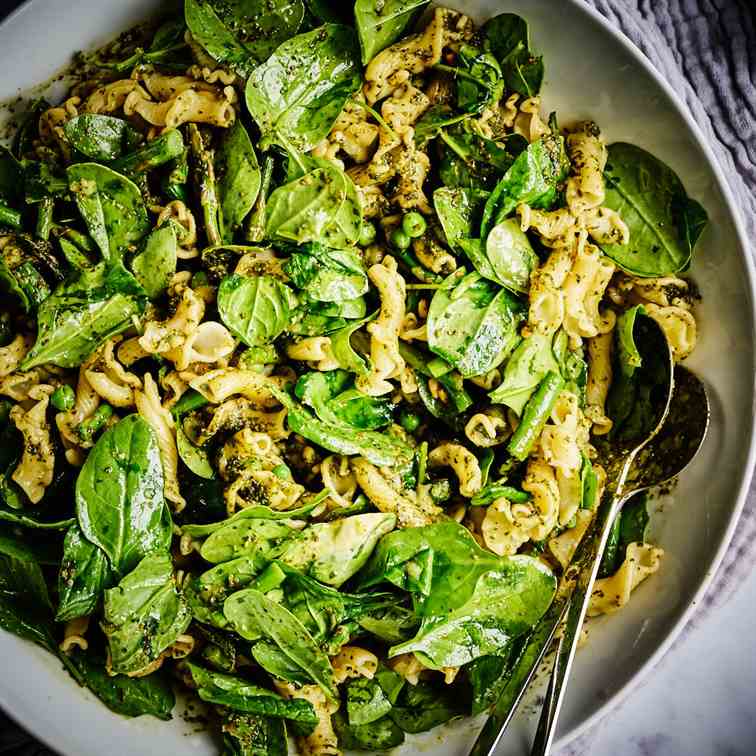 Super Green Pesto Pasta Salad