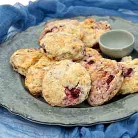 White chocolate and blackberries scones