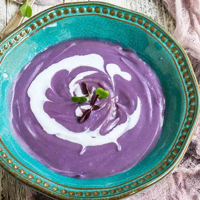 Smoky purple sweet potato soup