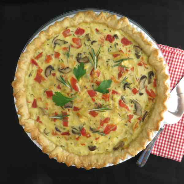 Roasted Red Pepper and Artichoke Quiche