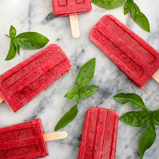 Strawberry Basil Popsicles