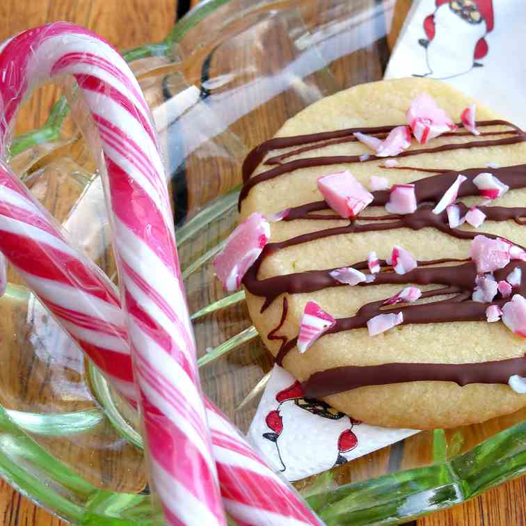 Butter Cookies with Candy Cane - Chocolate