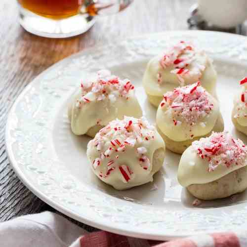 Candy Cane Snowball Cookies