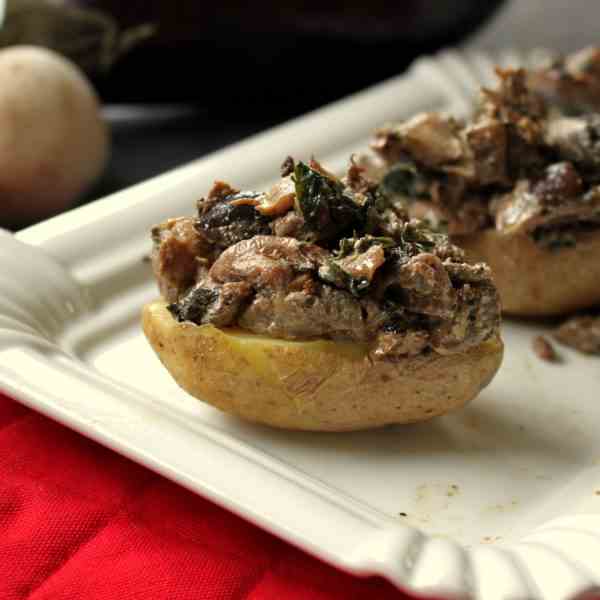Eggplant and mushroom baked potatoes