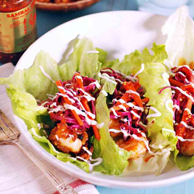 Asian Crispy Shrimp Lettuce Wraps