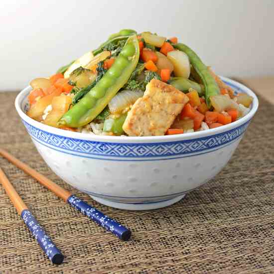 Snap Pea and Mizuna Stir Fry